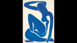 Matisse's Blue Nude painting, a vibrant depiction of a reclining female figure in shades of blue