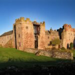 A Cumbrian castle with blue sky in the background